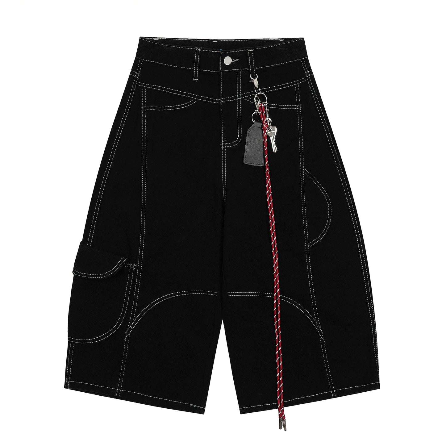 【25s Jul.】Vintage Deconstructed Topstitched Multi-pocket Short Jeans