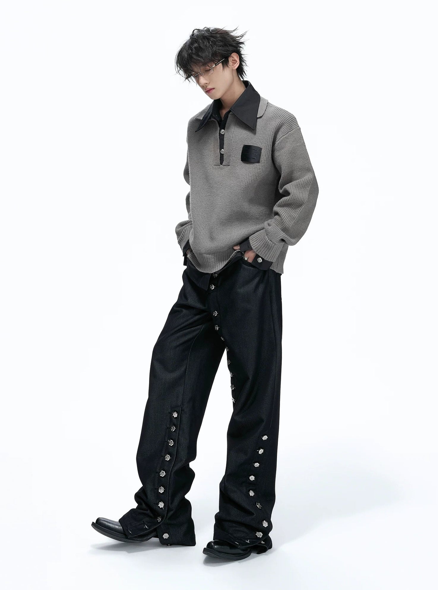 Layered Shirt Knit Sweater