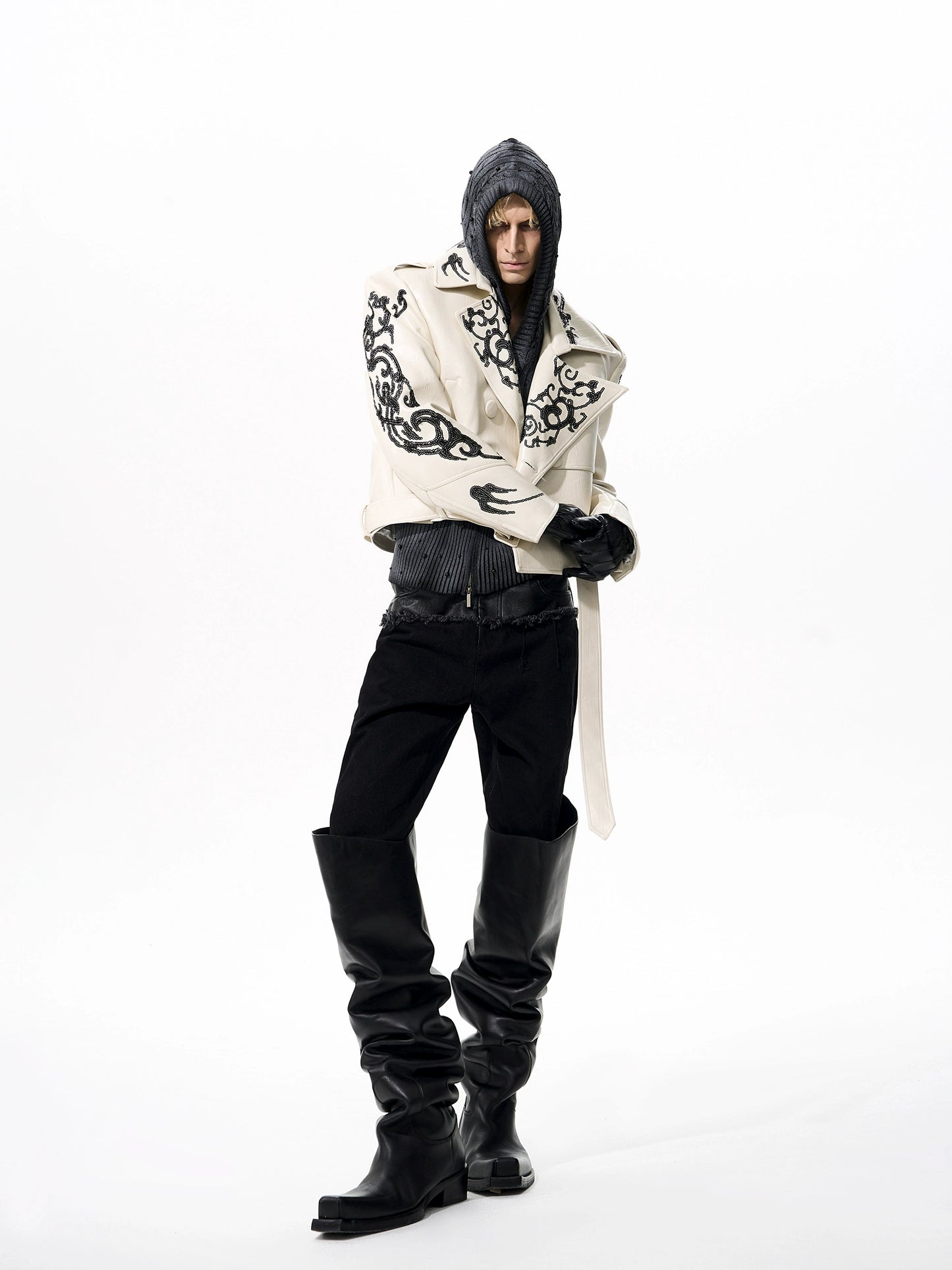 【25s Nov.】Dragon Pattern Stylish Sequined Leather Jacket