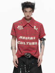 【26s Apr.】Contrast Stripe Embroidered Polo Tee