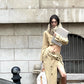 Elegant Khaki Short Trench Coat + Skirt Set