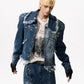 【25s Oct.】Distressed Raw-edge Metal Rivets Denim Jacket