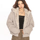 【25s Nov.】Retro Fur Collar Hooded Cotton Coat