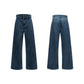 【25s Aug.】Washed Distressed Draped Ribbon Loose-Fit Jeans