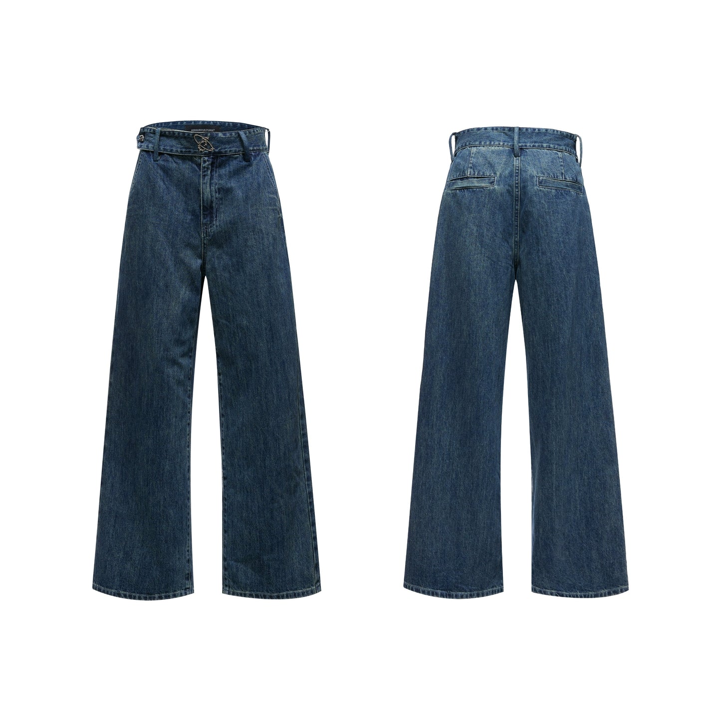 【25s Aug.】Washed Distressed Draped Ribbon Loose-Fit Jeans