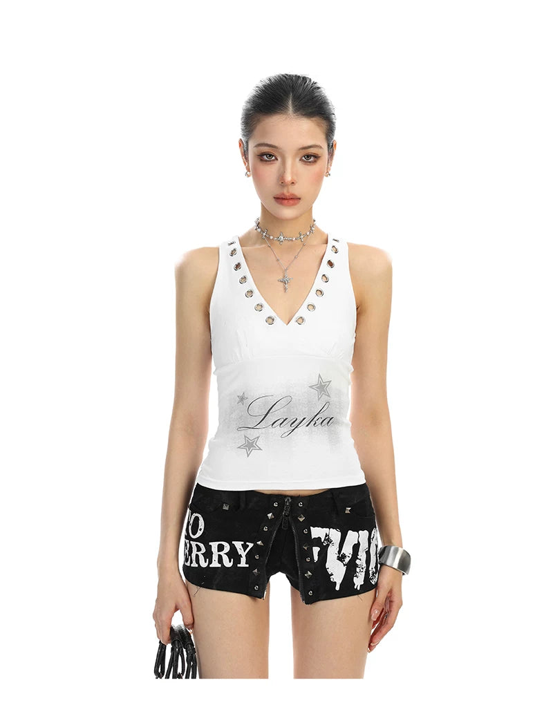 【26s Feb.】American Star Print Cropped Cami Tank Top
