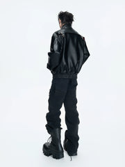 【26s Mar.】Snake-Embossed Aviator Leather Jacket