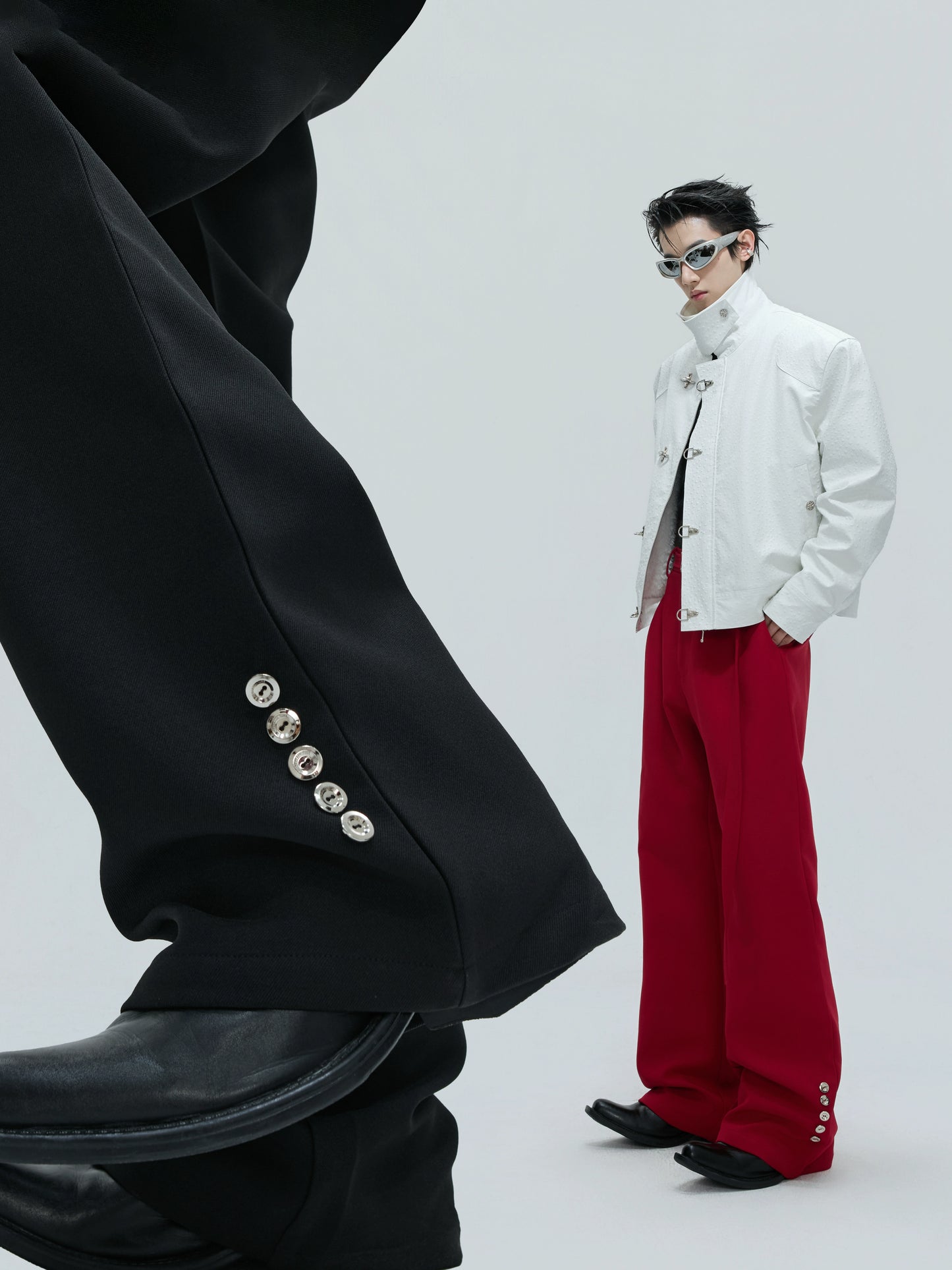 【25s Nov.】Furry Ribbon Metal Button Trousers