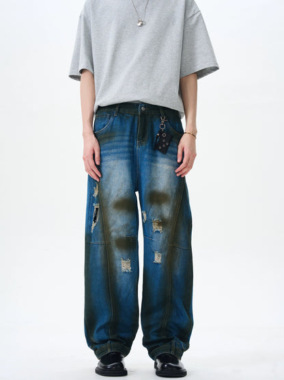 【25s Aug.】Distressed Straight-Leg Jeans