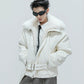【25s Nov.】Riveted Faux Wolf Fur Collar Thickened Cotton Coat