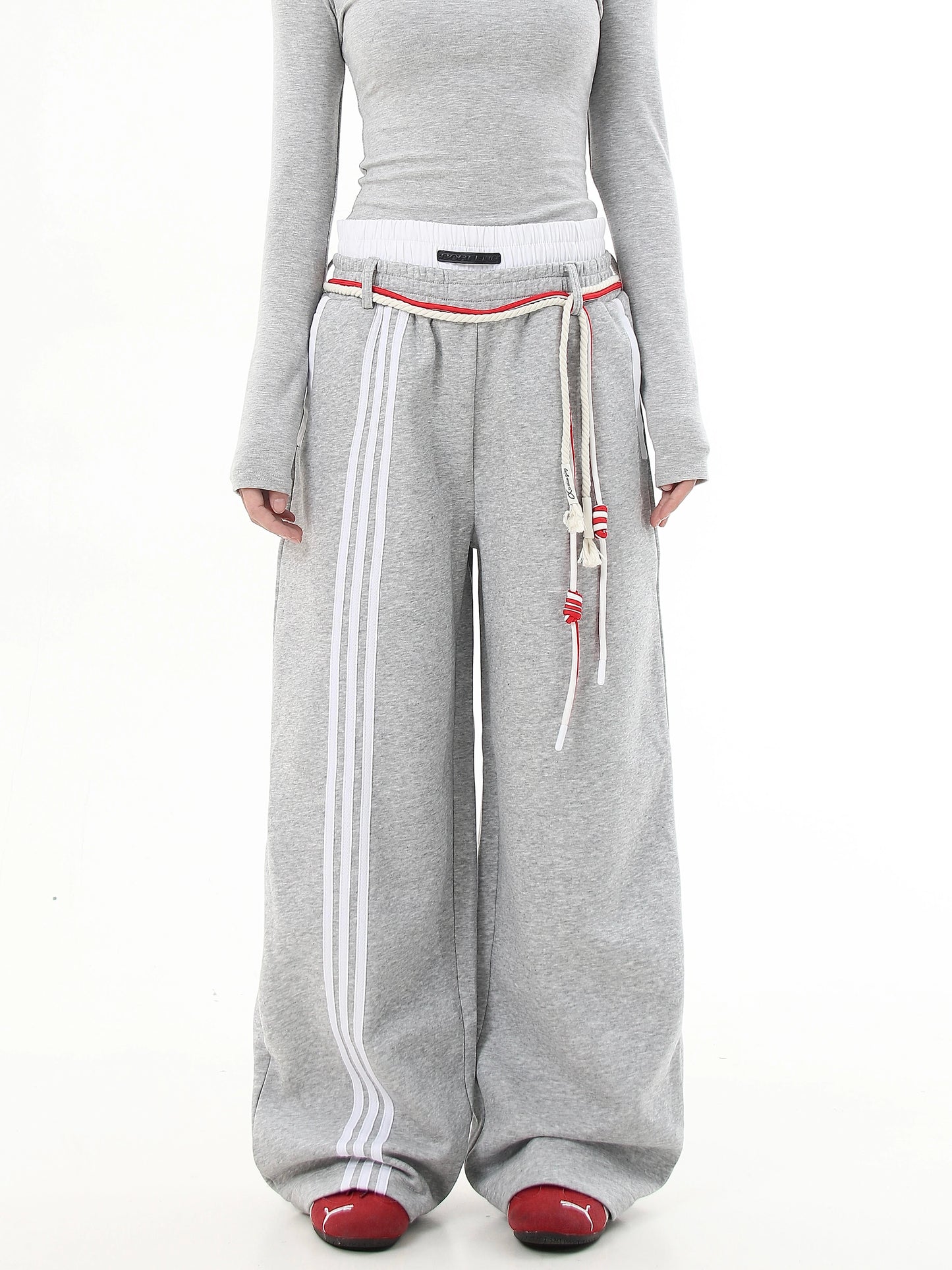 【25s Jul.】Retro Drawstring Sweatpants with Three Stripes