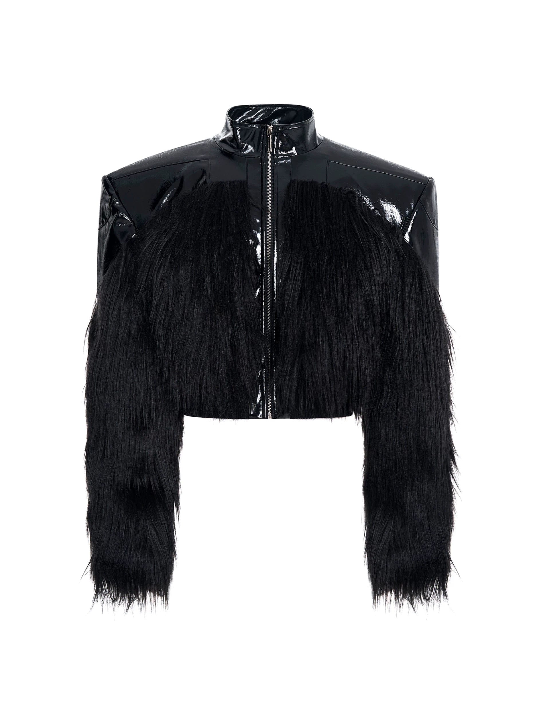 High-end Faux Fur Patchwork Leather Jacket