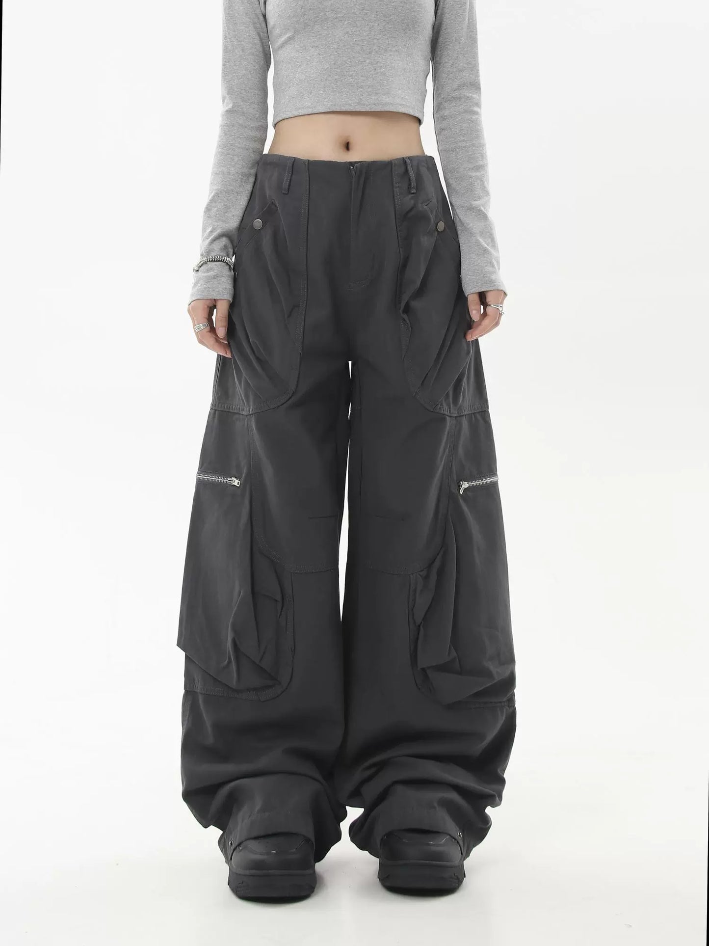 【25s Jul.】Vintage Deconstructed Multi-Pocket Wide-Leg Pants