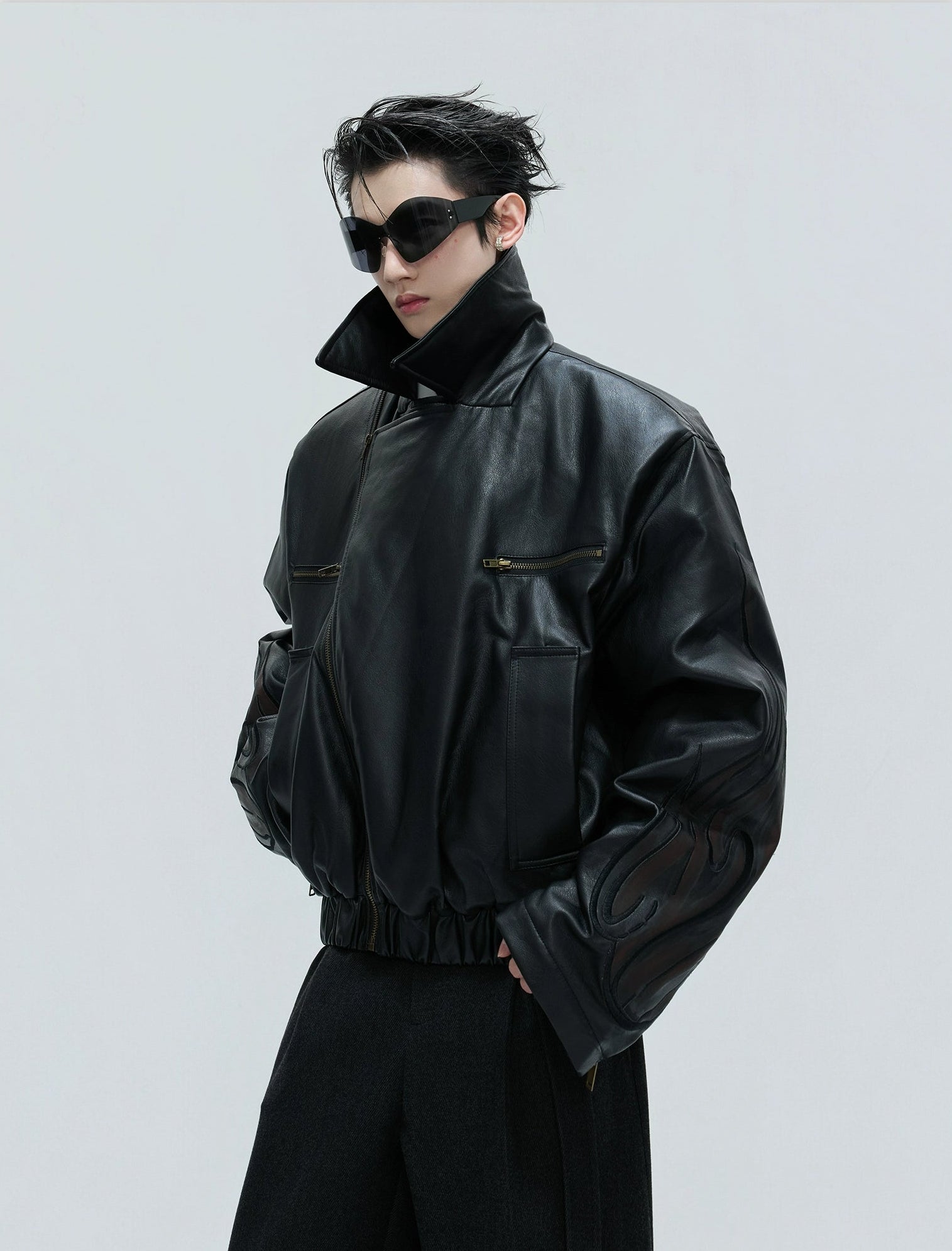 【25s Nov.】Distressed Embossed Detachable Fur Collar Thickened Cotton Coat