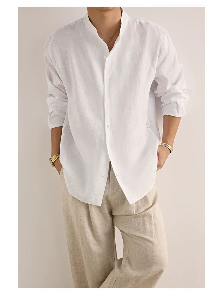 Relaxed Linen Collared Shirt