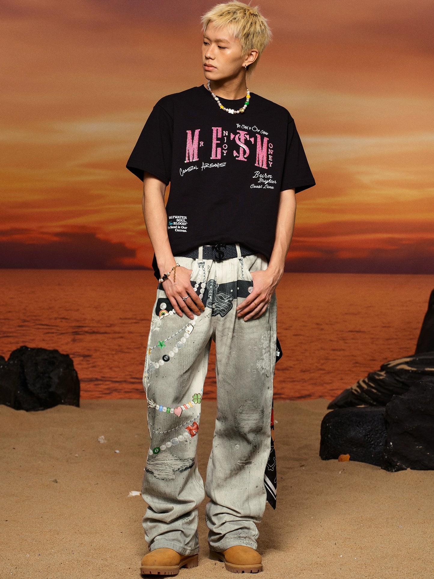 【25s Jul.】3D Printed Trendy Straight-Cut Denim Jeans