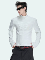 Sculpted Mock Neck Long Sleeve Tee