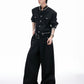 【25s Aug.】Pearl Embellishment Elegant Collarless Loose Denim Jacket / Jeans