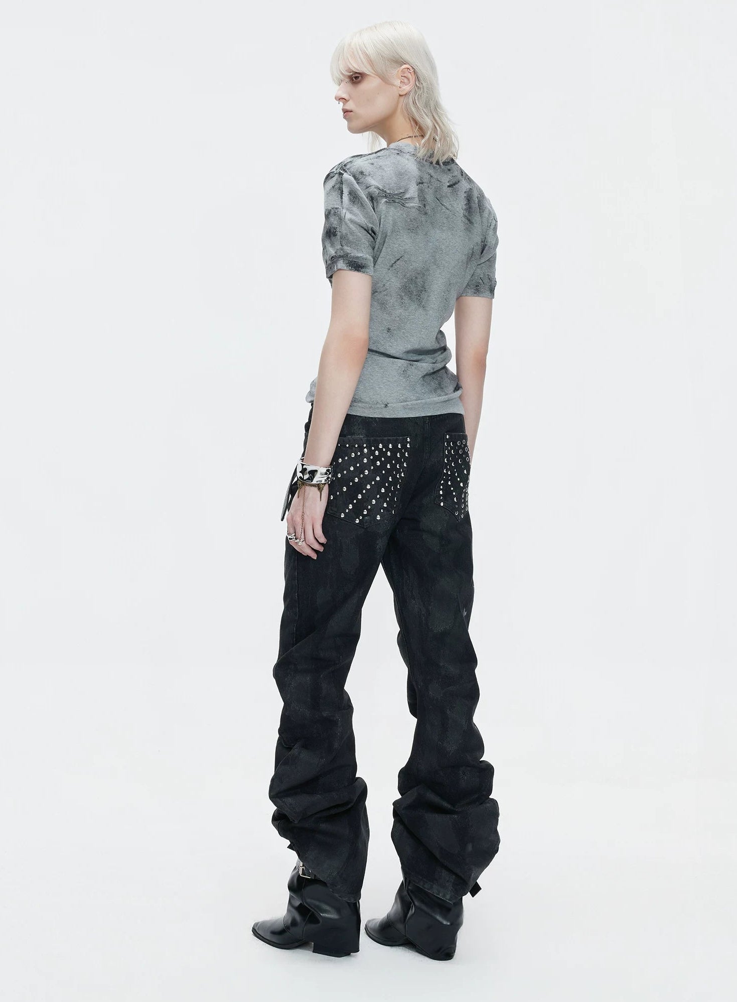 【26s May.】Distressed Cross Studded Slim Tee