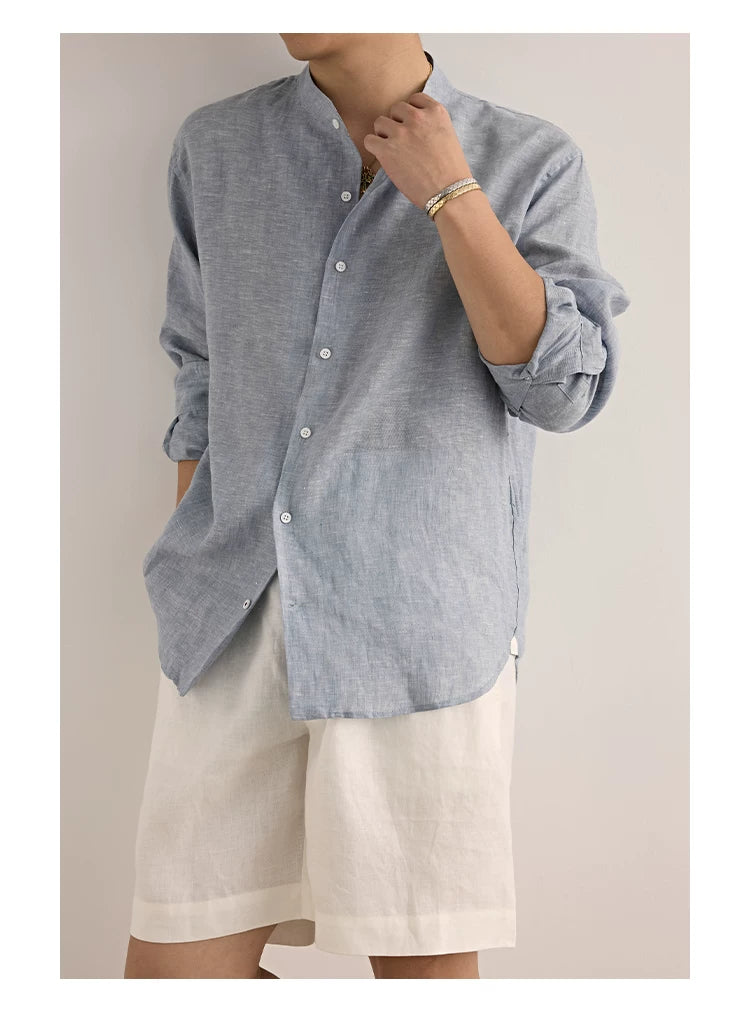 Relaxed Linen Collared Shirt