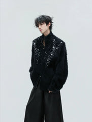 【25s Nov.】High-neck Plush Pearl Embellished Sweater