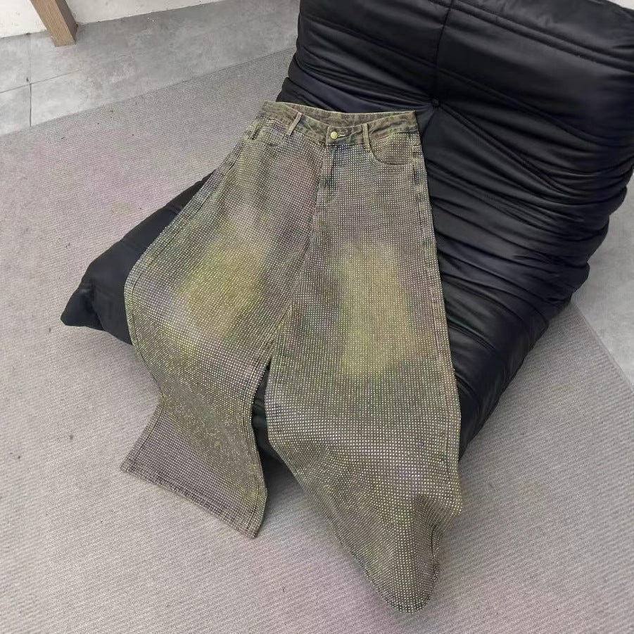 【25s Jul.】Crystal Rhinestone Straight-Leg Jeans
