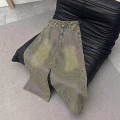 【25s Jul.】Crystal Rhinestone Straight-Leg Jeans