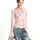 【25s Sep.】Plaid Vintage Ruched Slim Fit Waist Shirt