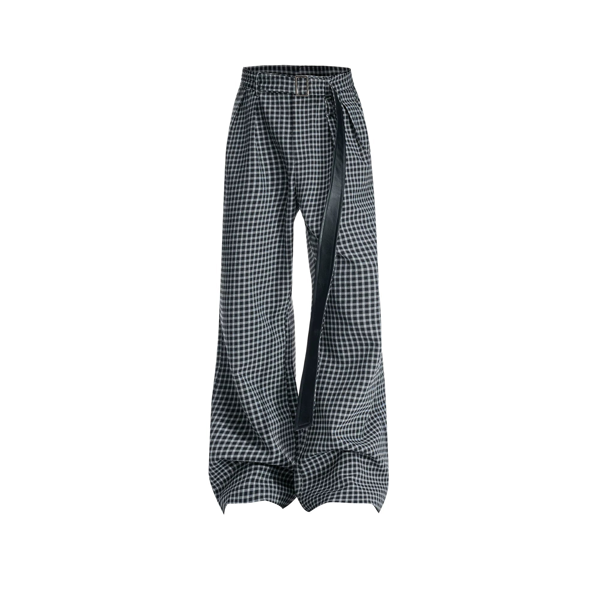 Vintage Plaid Wide-Leg Trousers