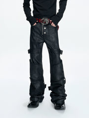 【26s Mar.】Waxed Buttoned Straight Denim Pants