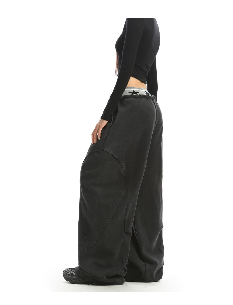 【26s Apr.】Double Waist Washed Fleece Wide-Leg Sweatpants