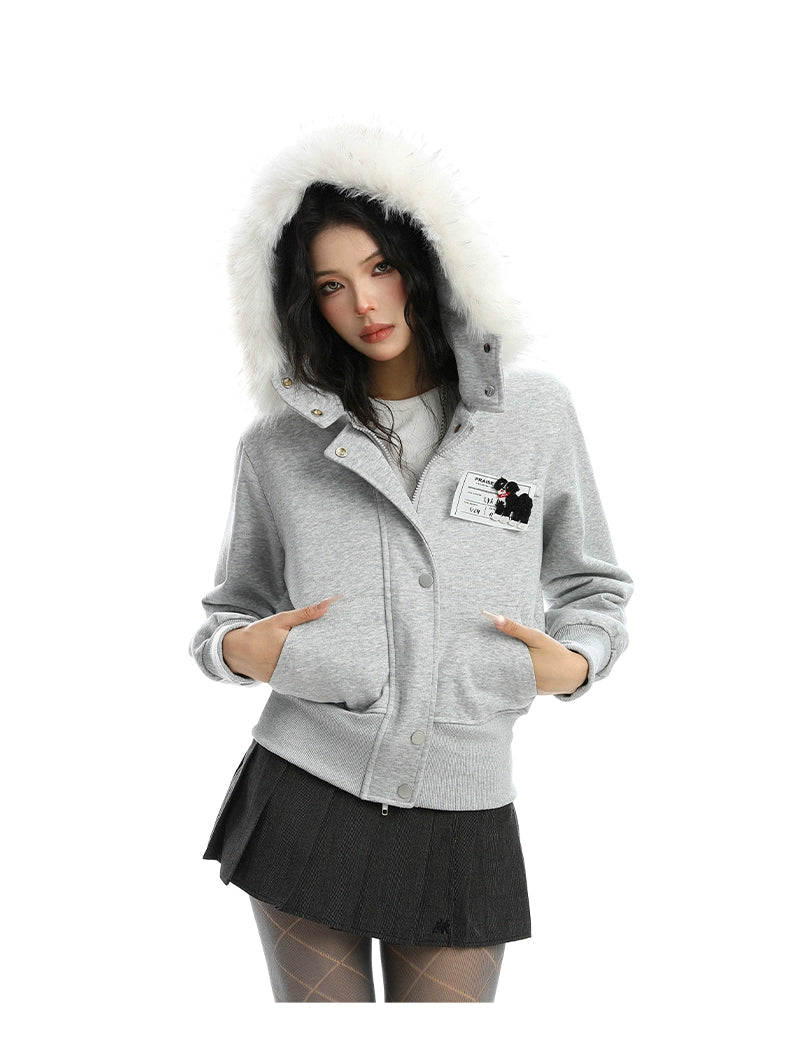 【25s Nov.】Detachable Fur-trimmed Camouflage Hooded Jacket