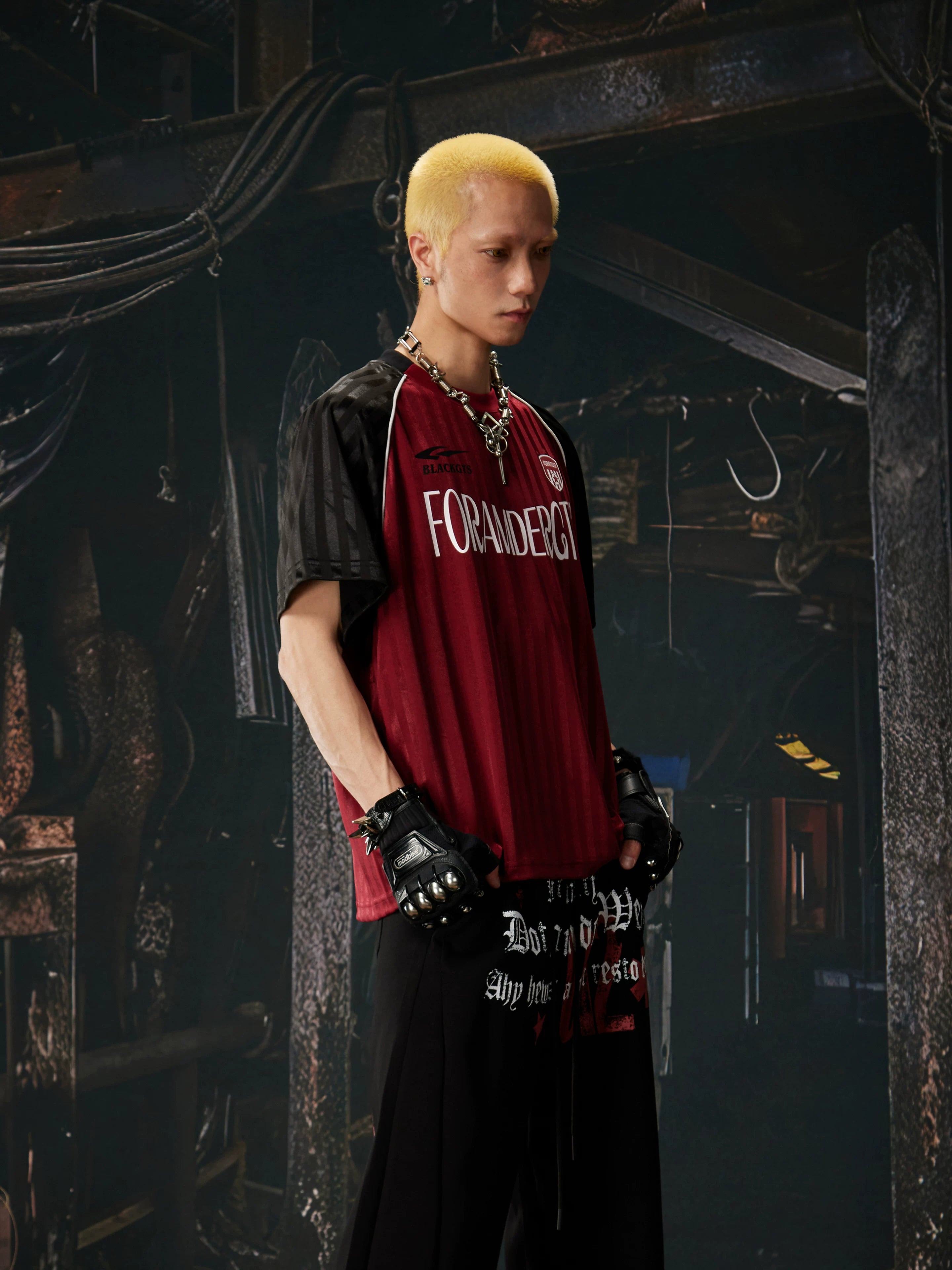 Red Black Contrast Jersey Tee