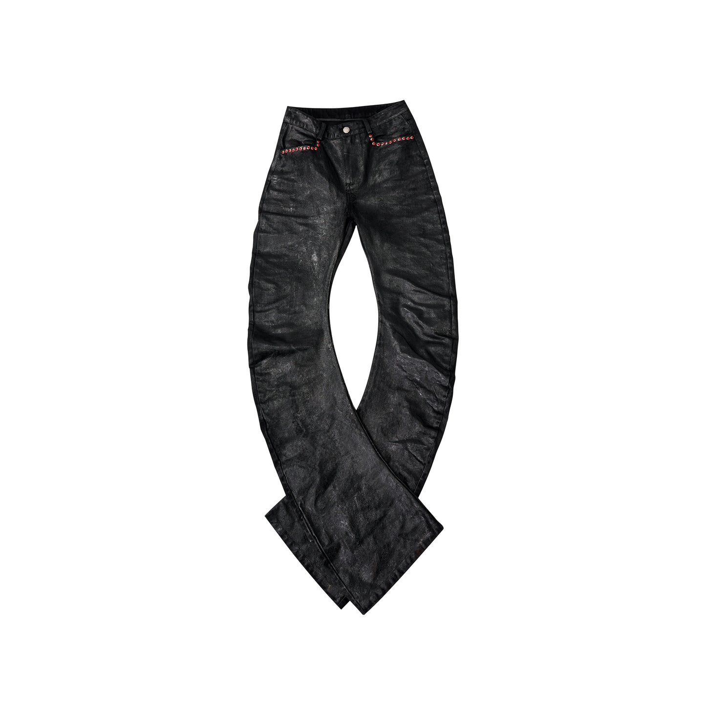 【25s Nov.】Glossy Waxed Curved Pile Jeans