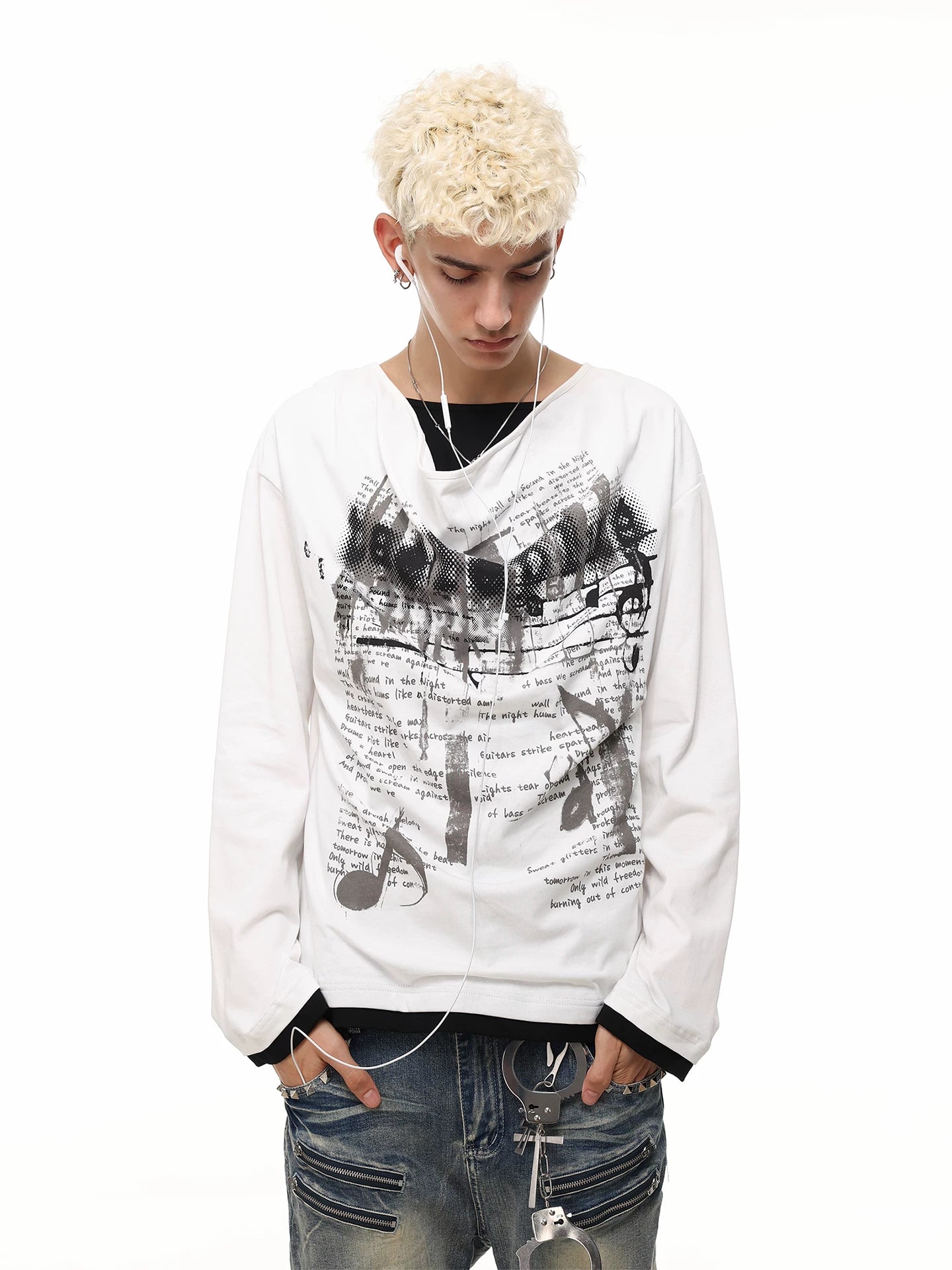 Music Note Layered Long Sleeve Tee