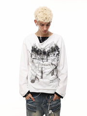 Music Note Layered Long Sleeve Tee