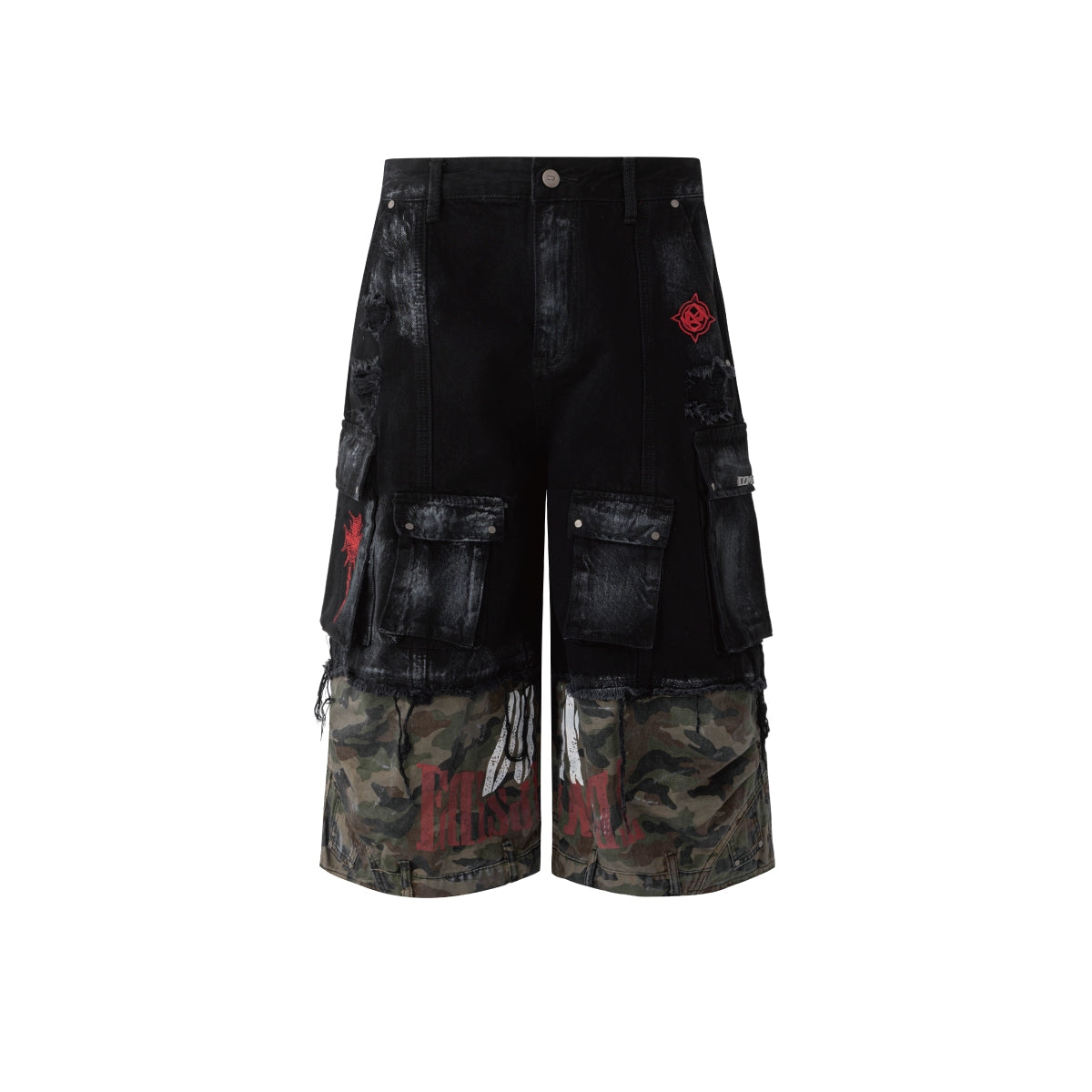 【25s Jul.】Stitching Camouflage Denim Shorts