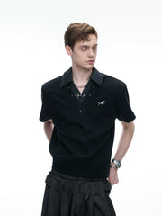 Layered Studded Polo Tee