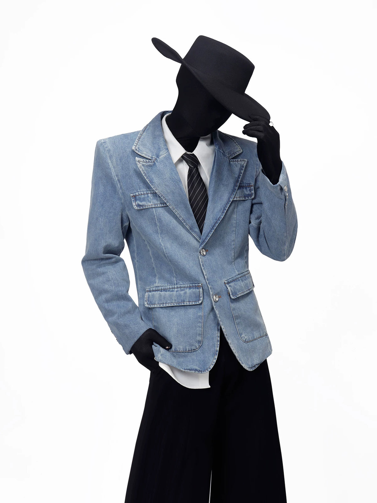 Vintage Washed Denim Blazer