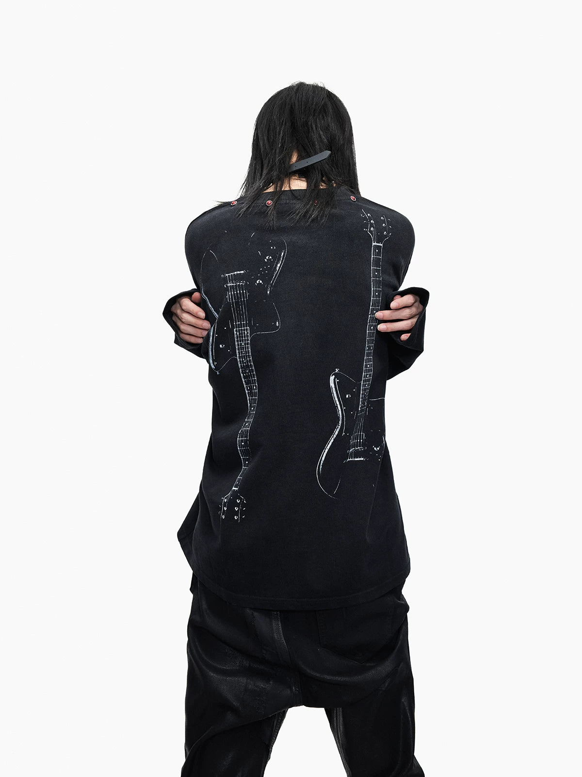Distressed Punk Guitar Graphic Long Sleeve Tee