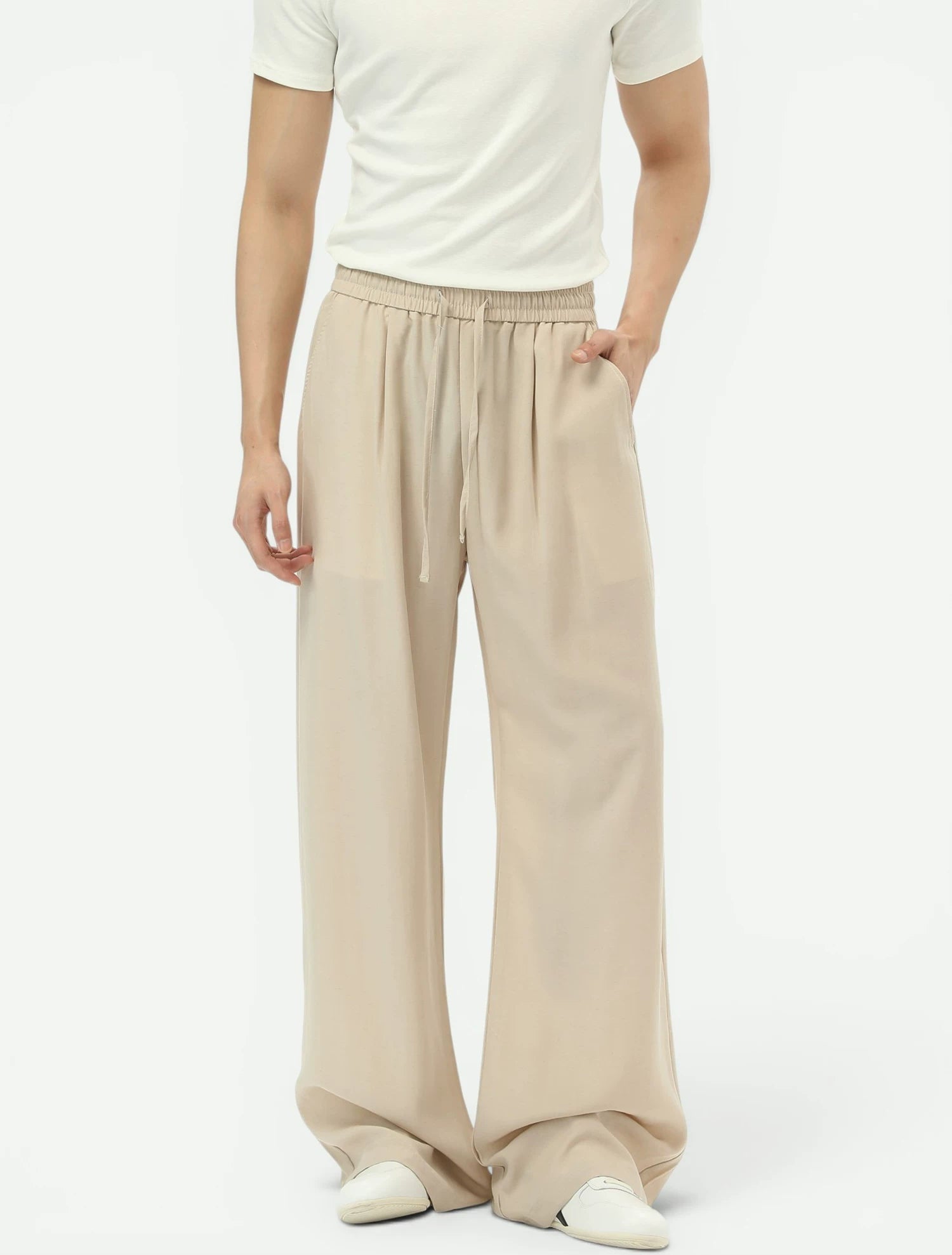Lyocell Drawstring Wide-Leg Pants