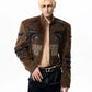 【25s Oct.】Leopard Print Leather and Rhinestone Stand Collar Jacket