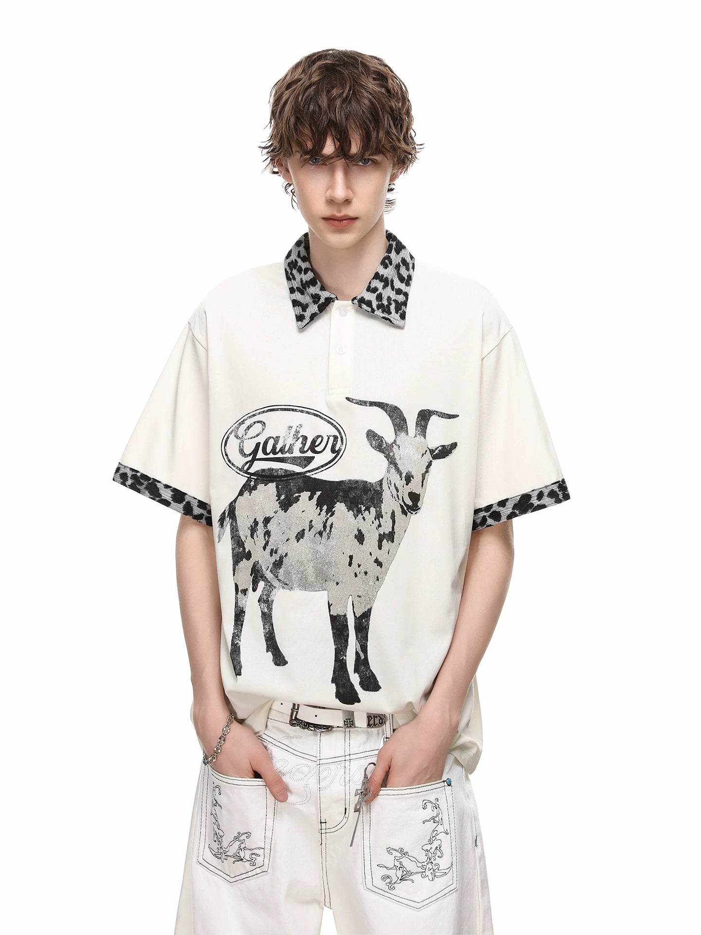 Vintage Leopard Patchwork Polo