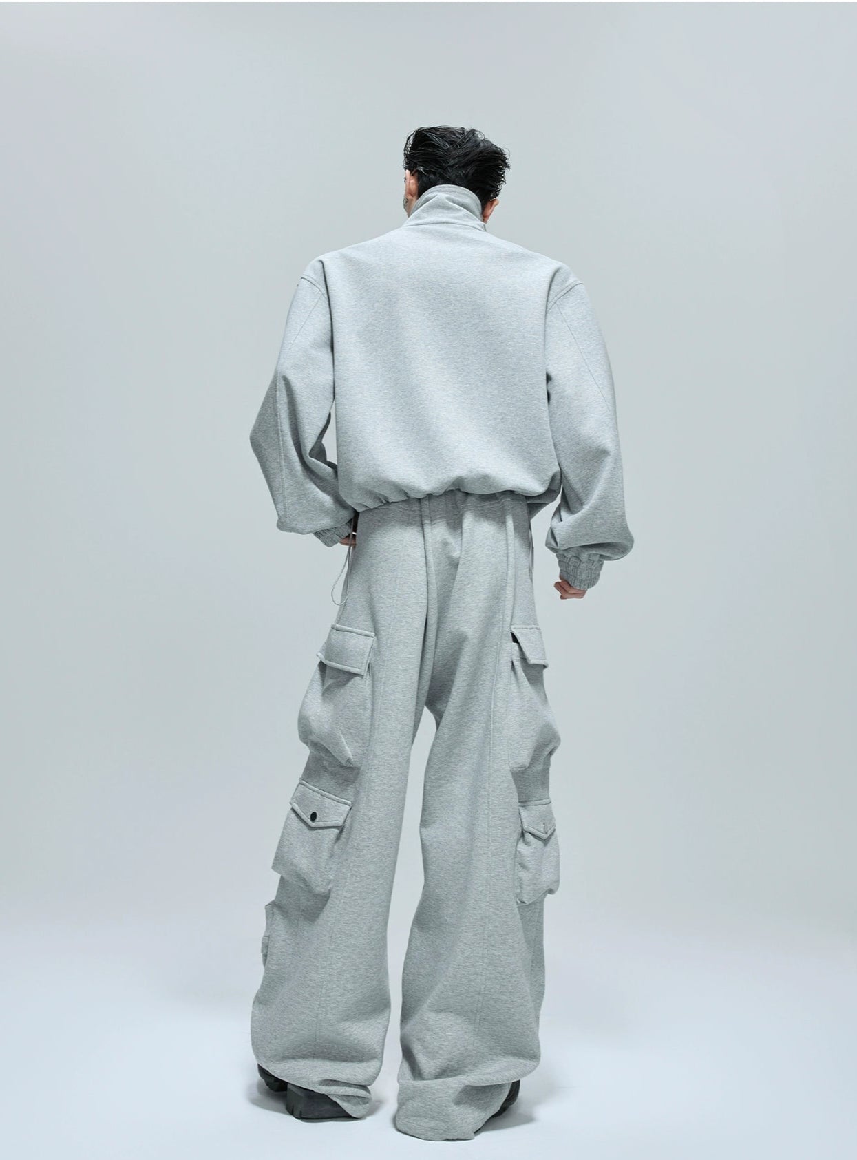 【25s Oct.】Casual Stand Collar Cropped Sweatshirt/Ribbon Pocket Pants