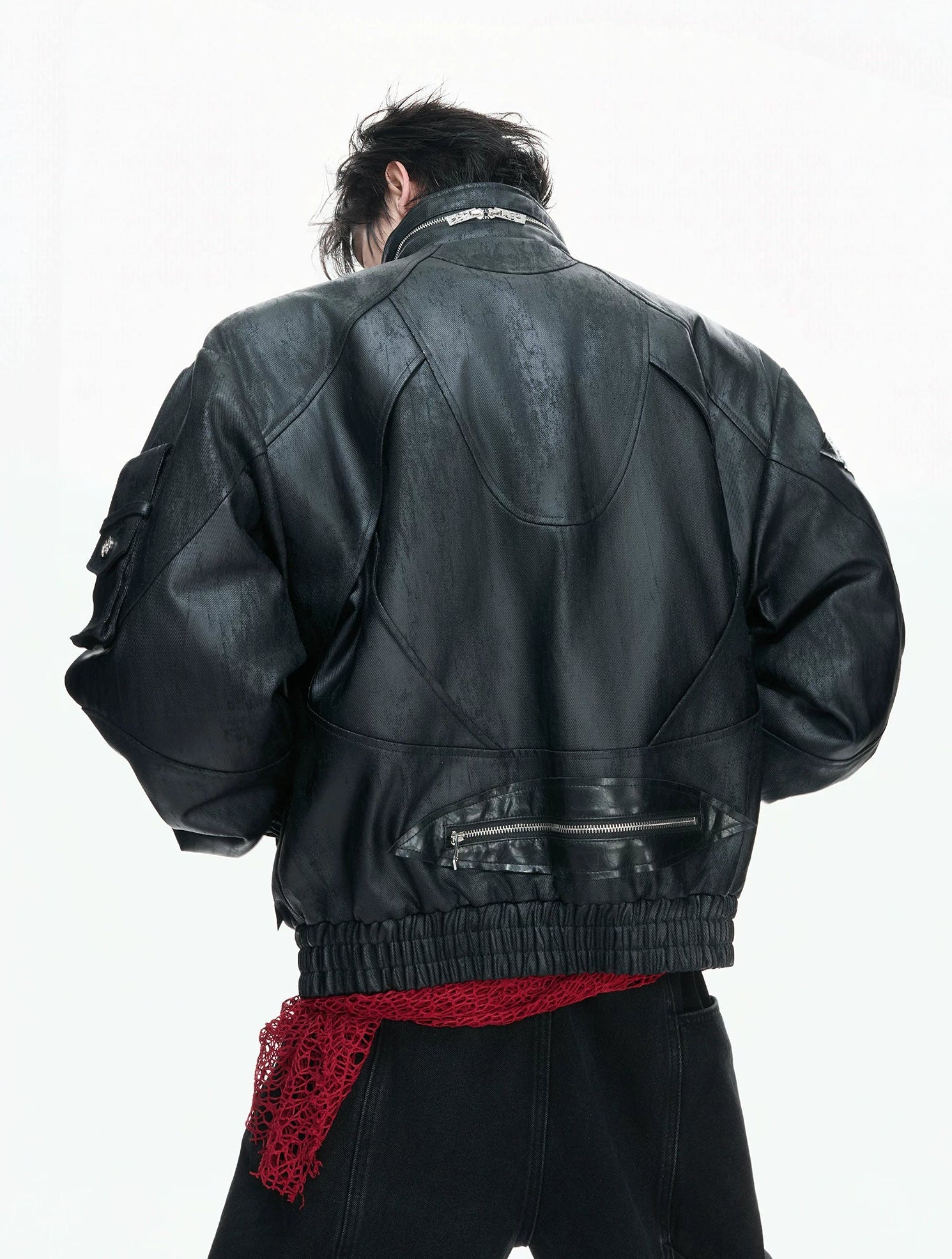 【26s Feb.】Waxed Deconstructed Multi-Zip Stand Collar Leather Jacket