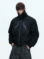 【26s Jan.】Embroidered Spine Rivet Cotton Coat