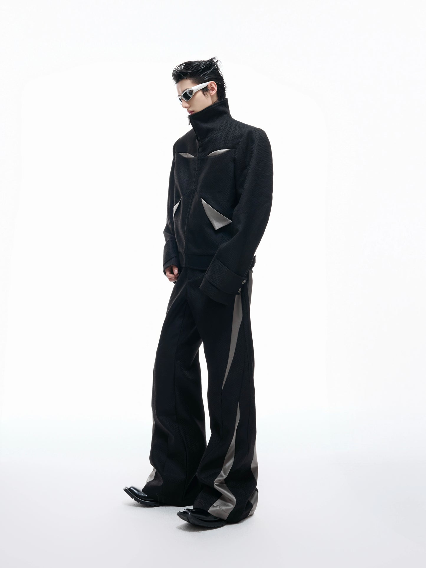 【25s Aug.】Colorblock Patchwork Flared Tailored Pants