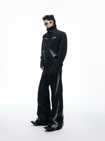 【25s Aug.】Colorblock Patchwork Flared Tailored Pants
