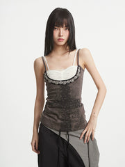 【25s Aug.】Cross-Lace Layered Gothic Camisole Top