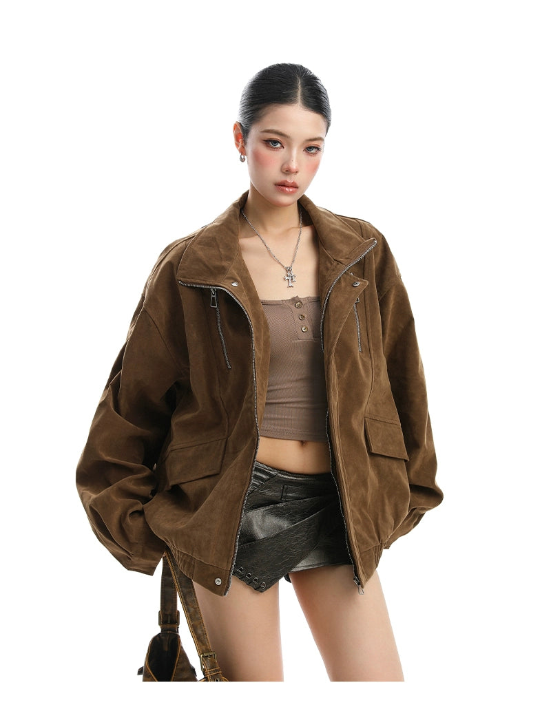 【25s Nov.】Stand-up Collar Suede Jacket
